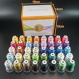 New brothread 40 Colors Compatible with Brother Polyester Embroidery Machine Thread Kit 500M (550Y) Each Spool Compatible with Brother Babylock Janome Singer Pfaff Bernina Embroidery & Sewing Machine