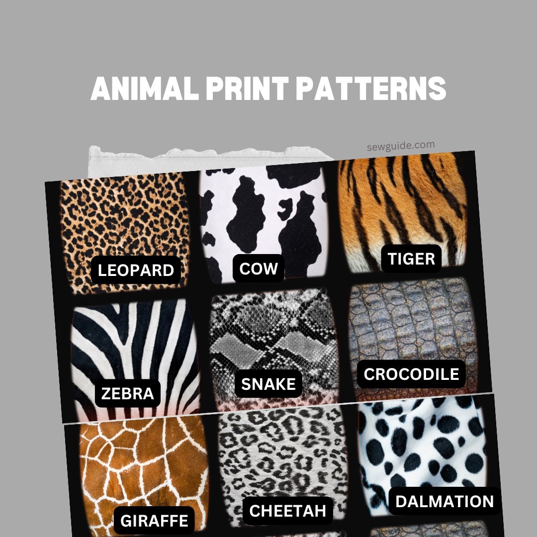 Animal skin patterns with names