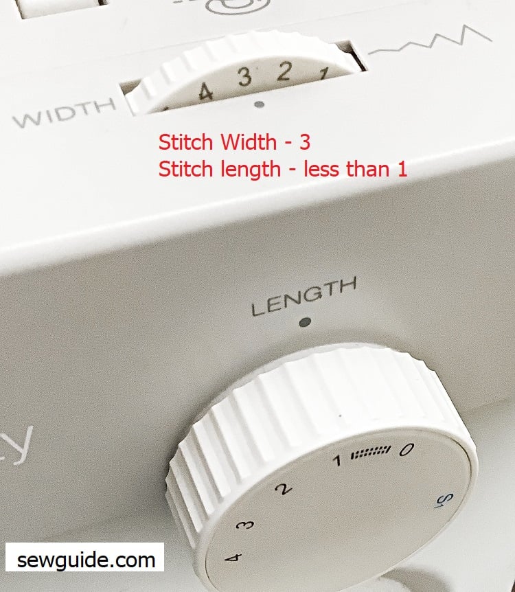 applique stitch width - 3; stitch length - less than 1