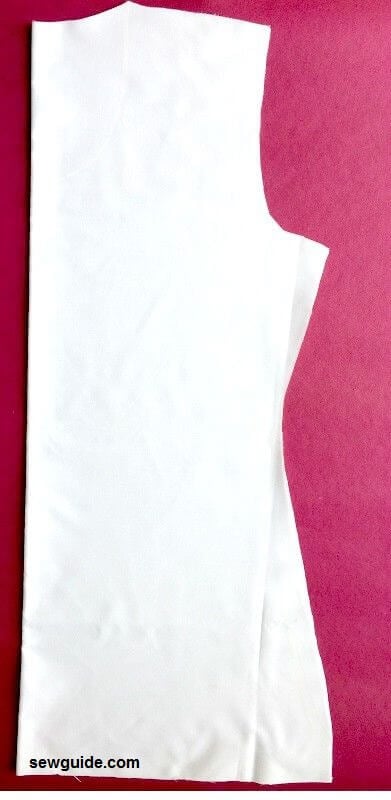 folded fabric cut for the  bodice pattern