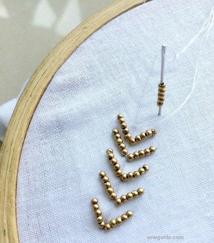 feather stitch with bead embroidery