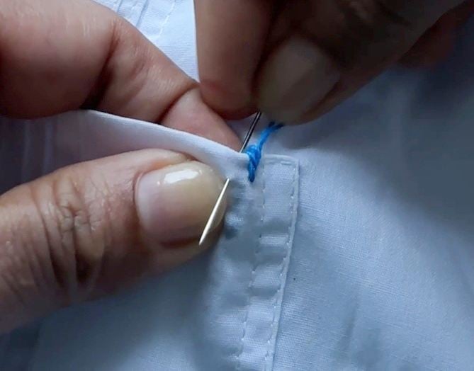 bring up the needle again