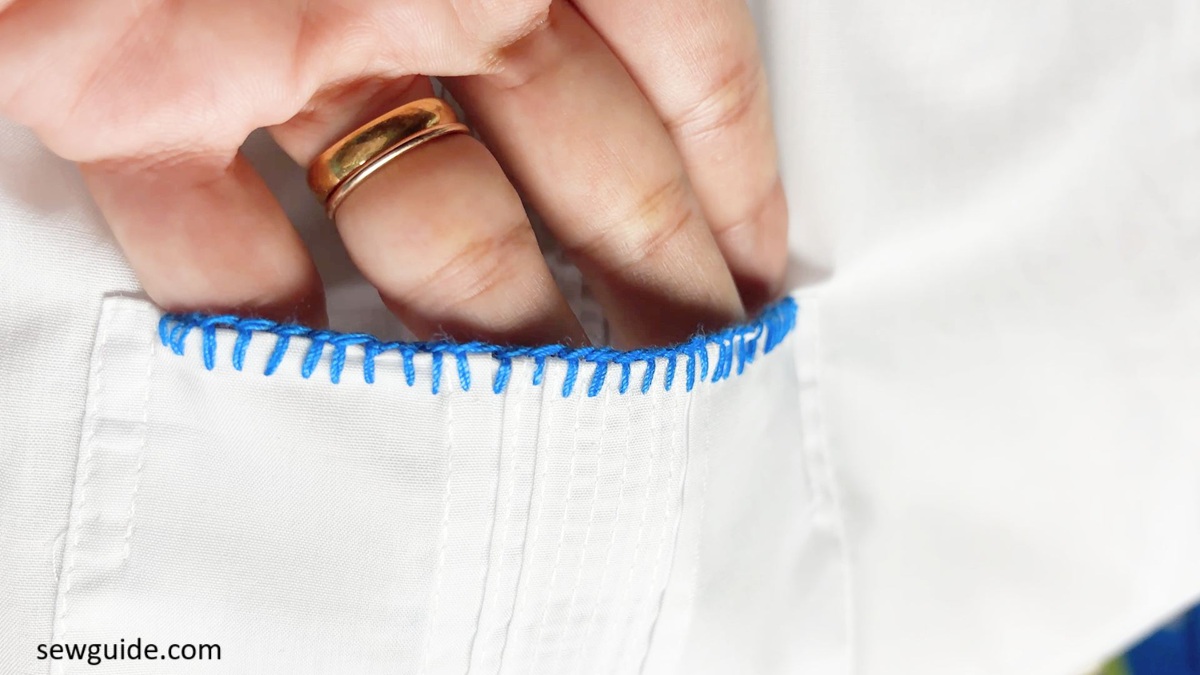 blanket stitch edge for a pocket