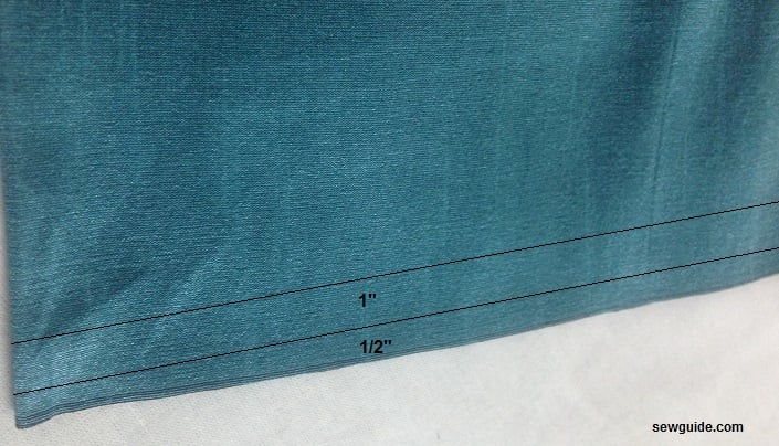 Hem marked on fabric