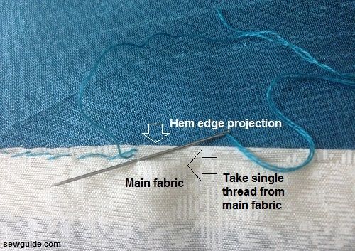 use a needle and thread to sew the blind hem stitch