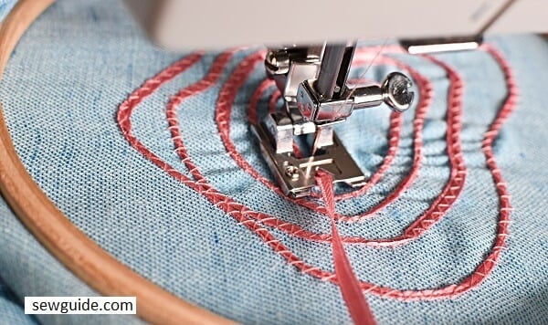 using ribbon and the braiding foot to make embroidery like textured effect on fabric