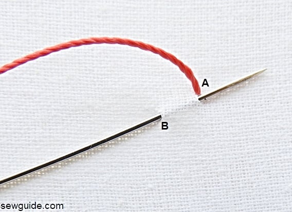 take up a straight stitch