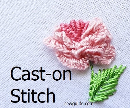 cast on stitch rose with gradient colors