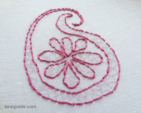 chikankari design motif -paisley design worked with back stitches