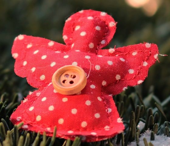 Small angel ornament made with fabric