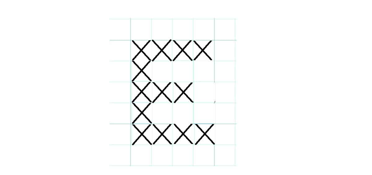 Cross stitch letter E