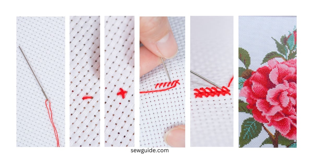 start cross stitching flowers