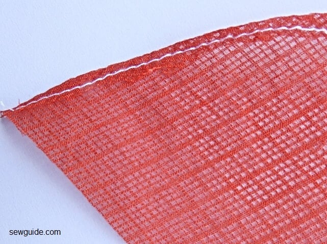 Sew along the curved edge