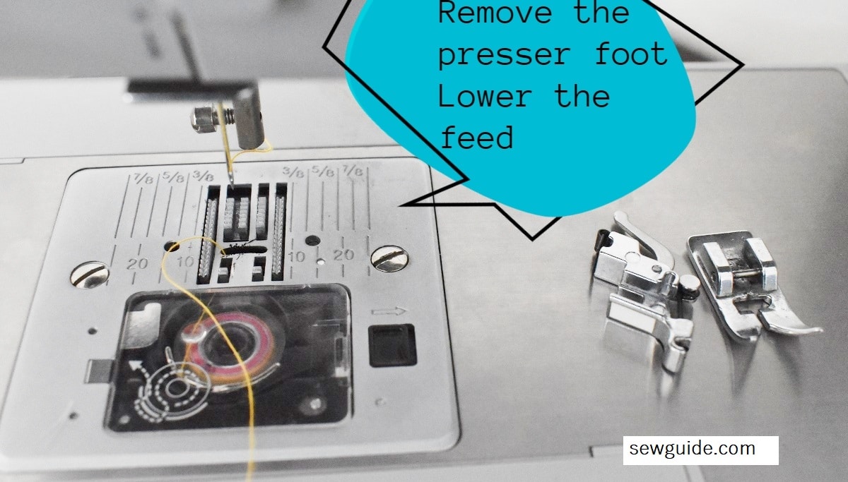 when using darning foot on your sewing machine lower the feed dogs