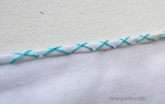 decorative hand sewing edges -come back and cross the slanting stitches