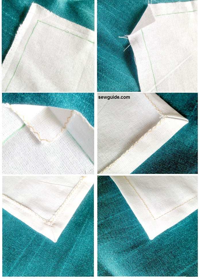 make a mitered corner on a handkerchief