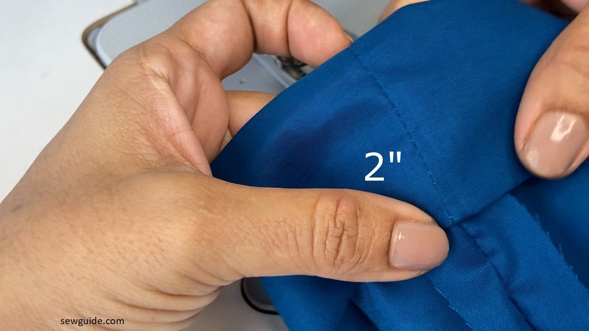 fold the hem 2 inches inside