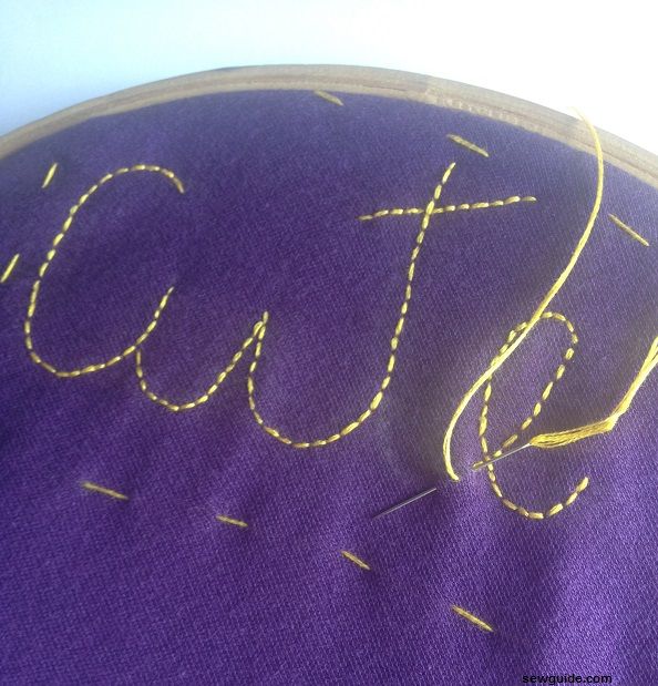 hand stitch the letters cute with back stitch
