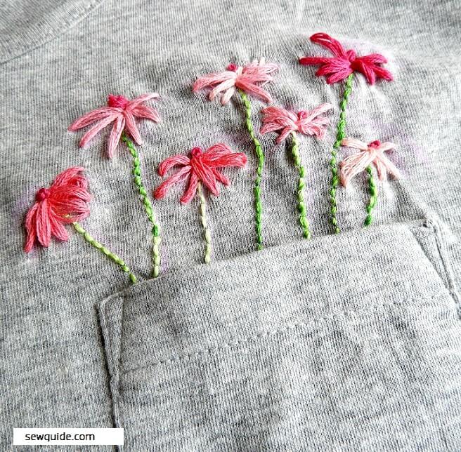 straight stitch embroider flowers
