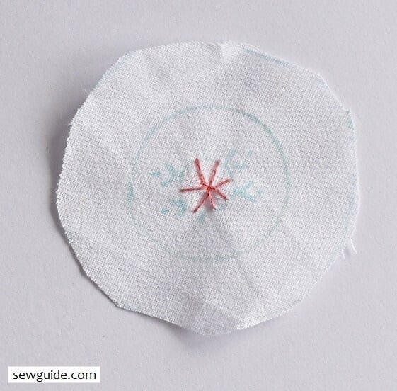 start embroidering inside the area of the pendant