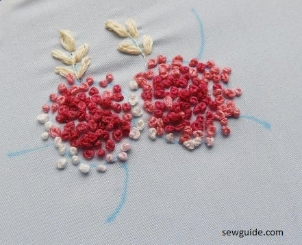 Use different colored thread to fill the roses -gradient colors are better