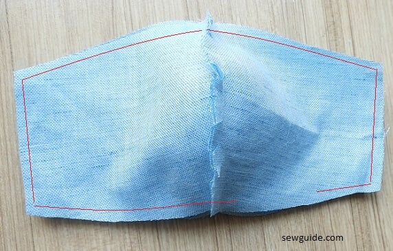 sew the maske together along the edges leaving a 2 inch unstitched