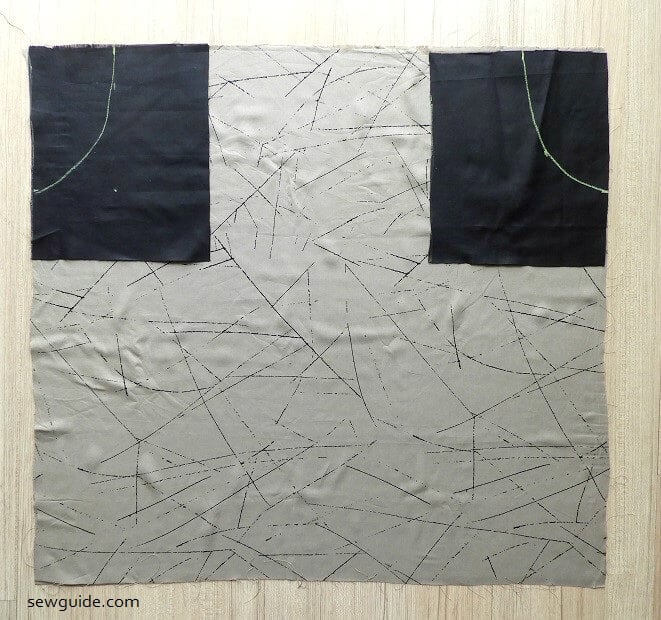 Keep the pocket marked fabric on the fabric