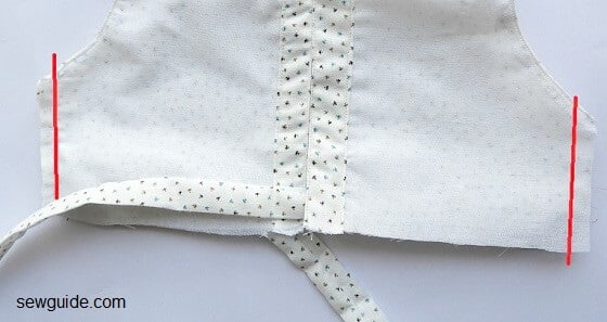 Keep the sashes inside and sew the sides