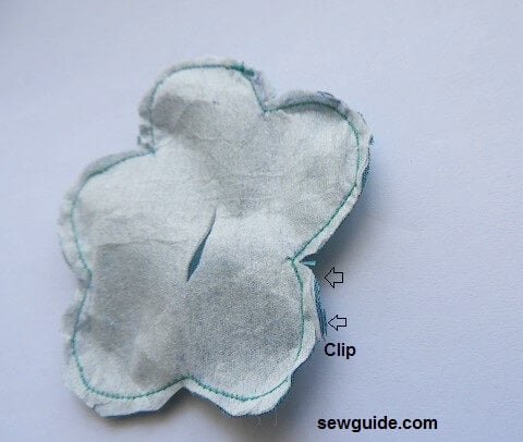 cut on the back side interfacing of the hand made applique