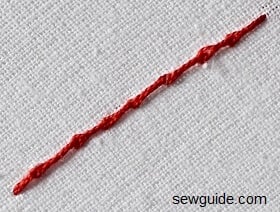 hand embroidery stitches - split stitch heavy chain stitch