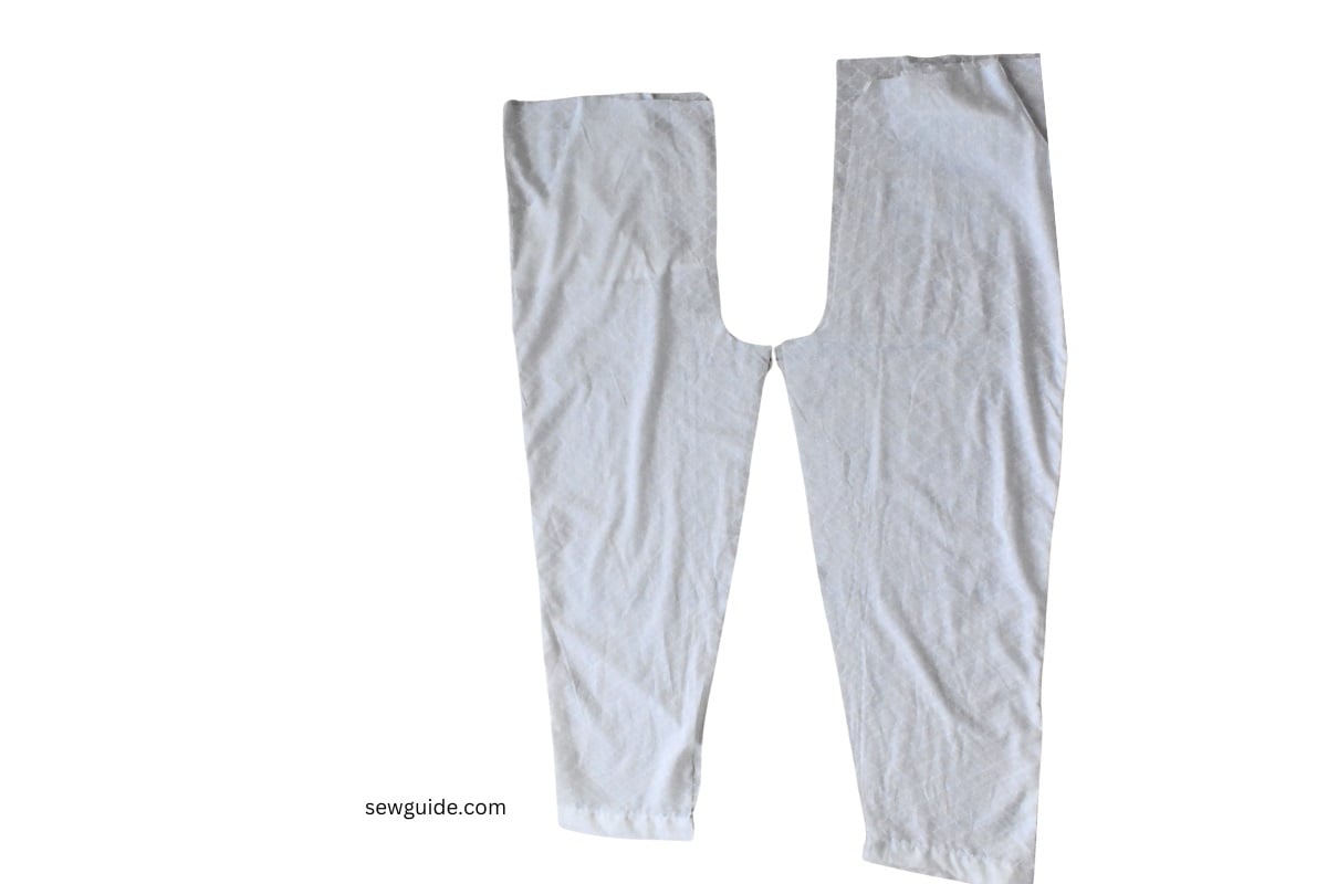 the crotch seam of the 2 pants