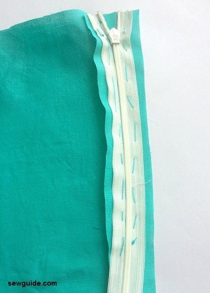 how to sew invisible zipper - Baste stitch the other part of zipper coil