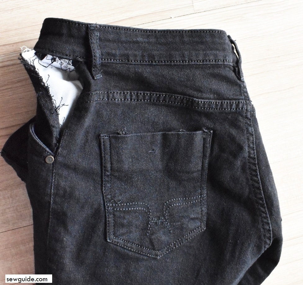 remove stitching from the side seams and the waistband above the seams