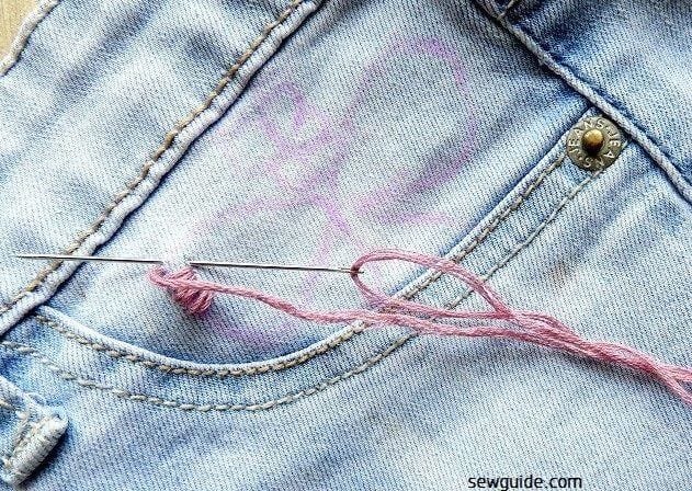 Make satin stitches to fill the design