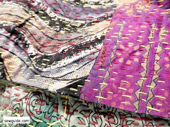 kantha worked quilt