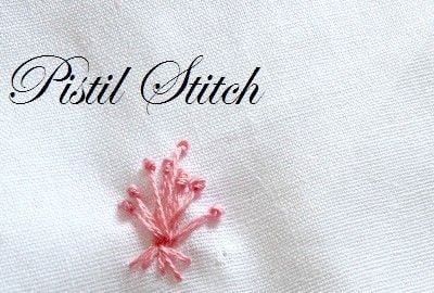 pistil stitch with a knot at the end of straight stitch