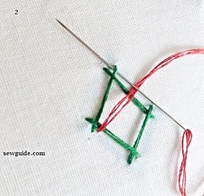 Interweave through the kutch diamond shape