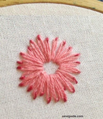 lazy daisy stitch anchored with different colored straight stitch