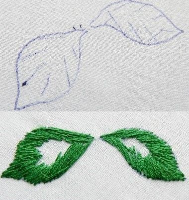 leaf embroidery stitches