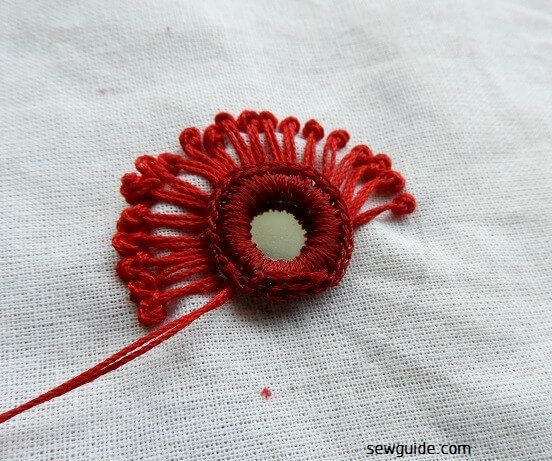 complete making several pistil stitches close to each other