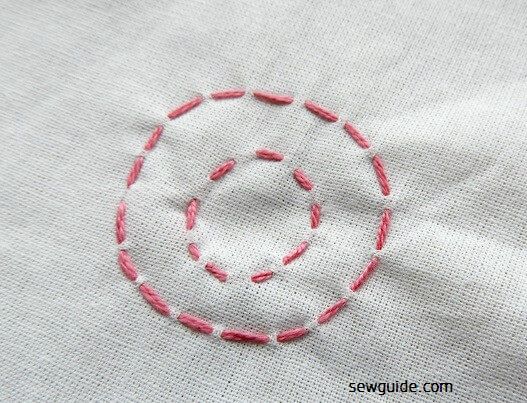 Make running stitches in a circle
