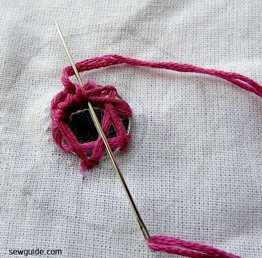 Make the frame with blanket stitch over the mirror