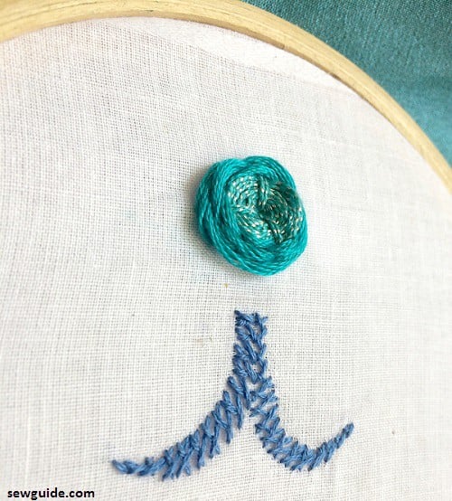 embroidering letter with herringbone stitch