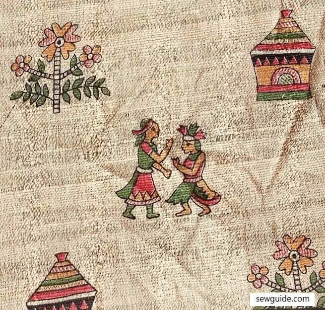 scenes in village life as motifs in fabrics