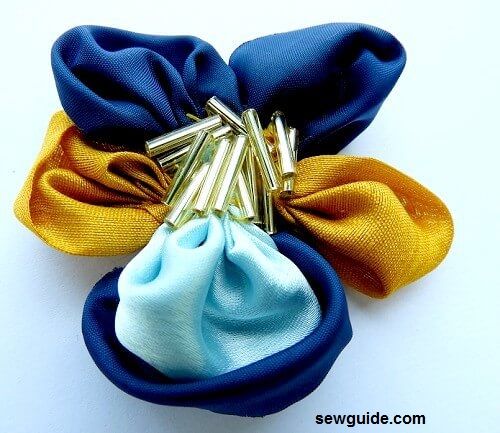 pansy fabric flower with fabric and beads