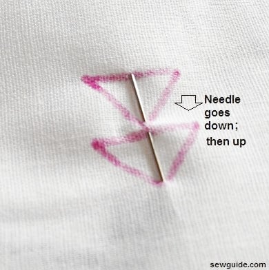 How to take the needle through the fabric as you do the embroidery