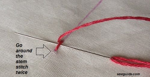 Go around the stitch twice with the needle