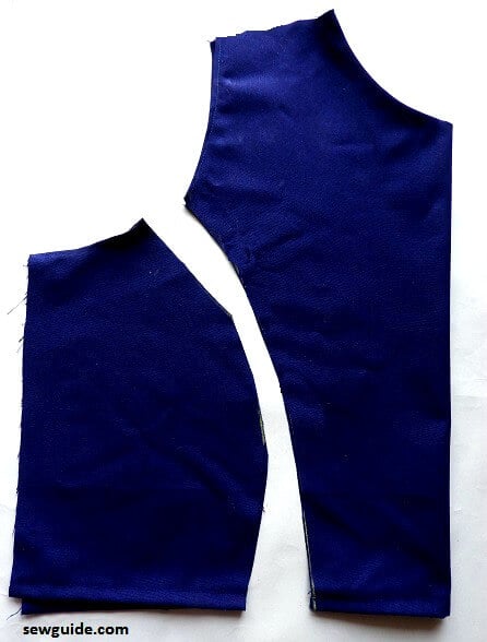 Fabric cut in the pattern for princess - line seams