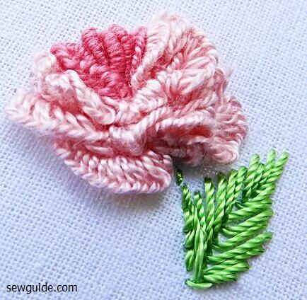 cast on stitches used to fill the rose 