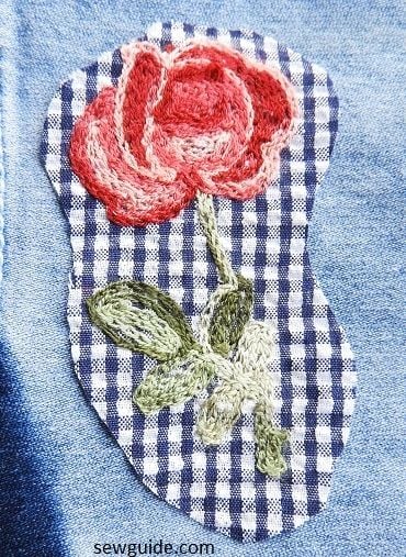 Chain stitch filling the rose design